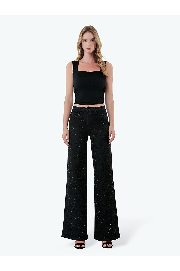 High Rise Rhinestone Embellished Bl...